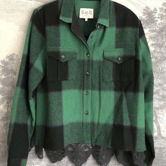 Womens Green Buffalo Plaid Shirt 